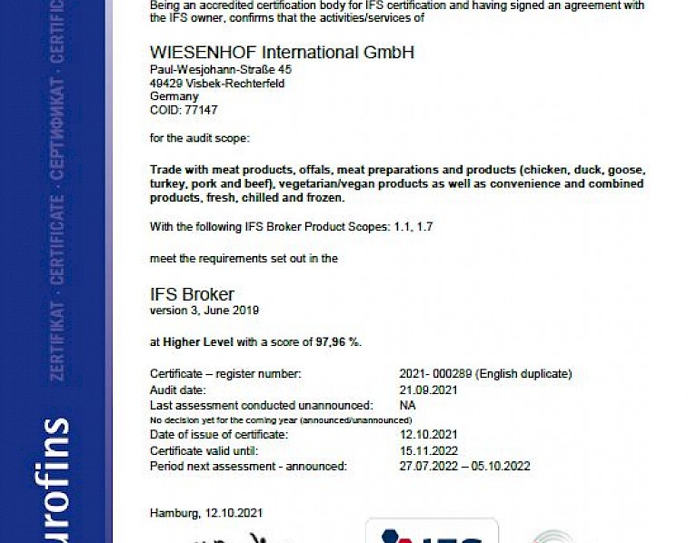 IFS-Broker Zertifikat